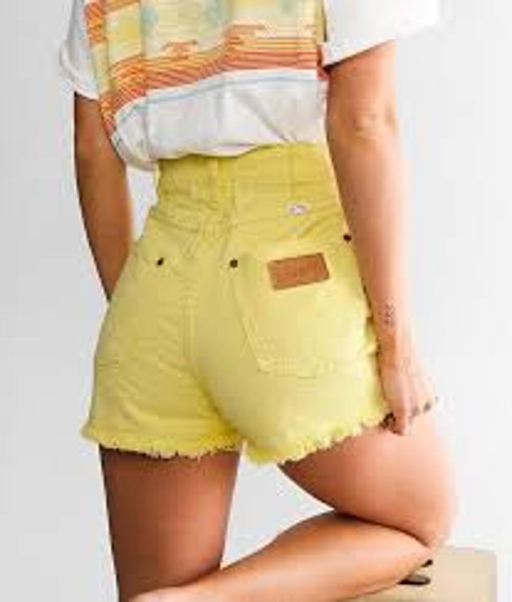 Billabong x Wrangler Yellow Denim Cutoff Shorts Frayed Hem Size 25